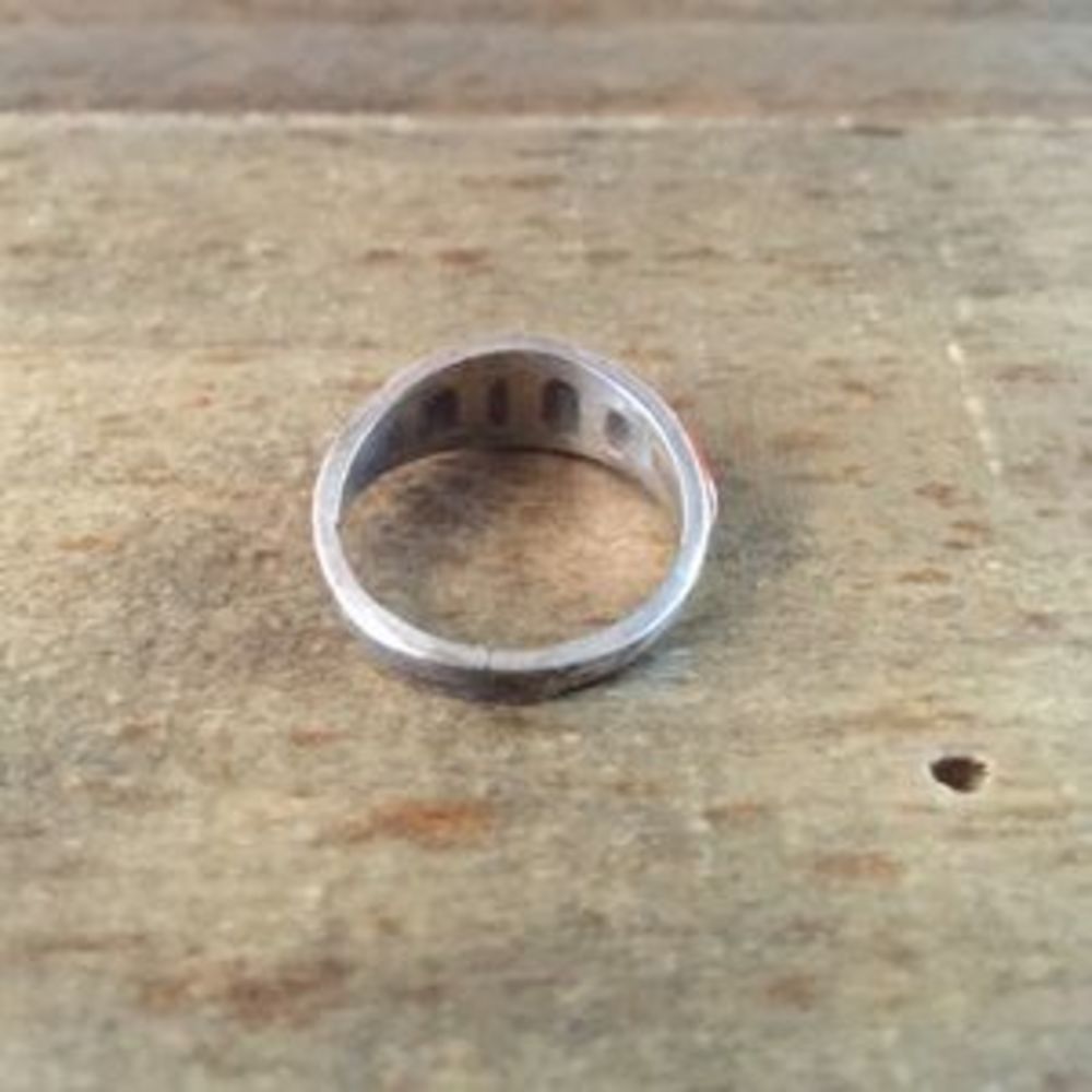 Sterling Silver Rust Orange Statement Ring - image 2